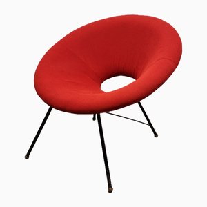 Fauteuil Mid-Century en Tissu Rouge, 1960s