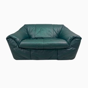 Sofá de dos plazas Sloop vintage de cuero verde de Ligne Roset