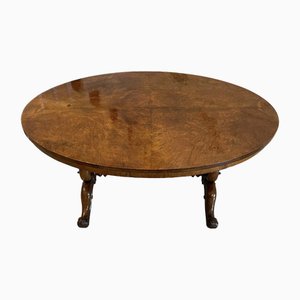 Antique Victorian Burr Walnut Centre or Dining Table, 1850s
