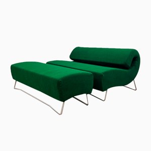 Vintage Green Lover 2-Seater Sofa & Footstool by P. Mourgue for Ligne Roset, Set of 2