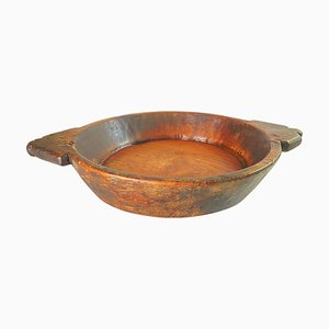 Large 19th Century Brutalist Wood Bowl in Brown Patina, India