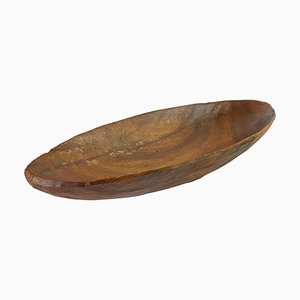 Large Brutalist Wood Bowl in a Brown Patina, France, 1960s