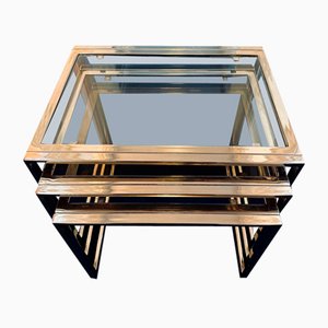 Belgo Chrom 24k Gold Plated Chrome Nesting Tables from Belgo Chrom / Dewulf Selection, 1970s, Set of 3
