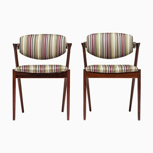 Rosewood No 42 Dining Chairs with Paul Smith Upholstery by Kai Kristiansen for Andersen Møbelfabrik, 1950s, Set of 2