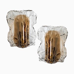 Clear and Brown Glass Wall Light from J.T. Kalmar, 1960s