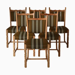 Dining Chairs in Oak & Olmerdug Wool Fabric by Henning Kjærnulf, 1960s, Set of 6