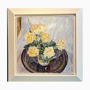 Maya Kopitzeva, Yellow Roses, 1968, Oil, Framed