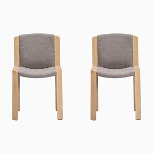 300 Chairs in Wood and Kvadrat Fabric by Joe Colombo for Karakter, Set of 2
