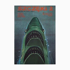 Jaws 2 Polish B1 Film Movie Poster by Edward Lutczyn, 1979