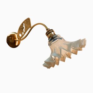 Brass Sconce with Handkerchief Glass
