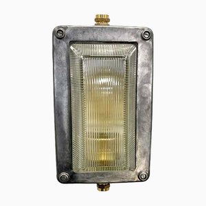 Vintage Aluminium Rectangular Bulkhead Wall Light with Reeded Glass from General Electric , 1995