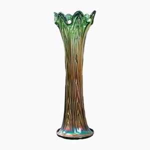 English Fluted Carnival Glass Vase, 1930s