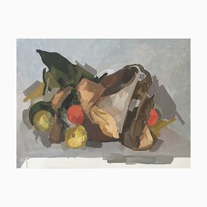 René Guinand, Pot Cassé et Fruits, 1978, Huile sur Toile
