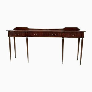 Large Wooden Console Table with Brass Handles and Drawers, Italy