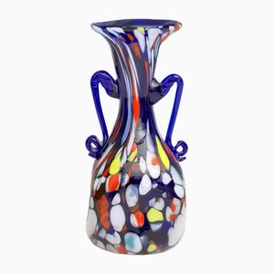Italienische Vintage Jugendstil Vase aus blauem Muranoglas von Fratelli Toso