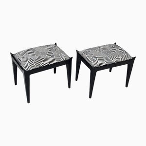 Vintage Poufs in Black and White Fabric by Dedar, Set of 2