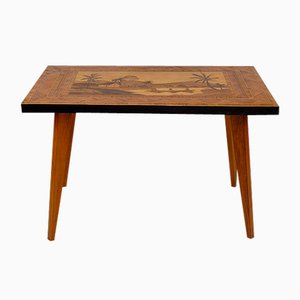 Mid-Century African Colonial Coffee Table with Inlaid Wood, 1960s