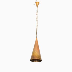 Lámpara colgante danesa en forma de cono de cobre, años 70