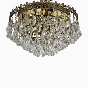 Gilded Metal Crystal Chandelier from Quelle, 1970s