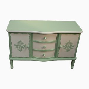 Queen Anne German Dresser in Green and Creme-White, 1930s