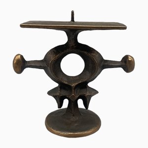 Brutalist Bronze Candleholder Sculpture from Zoltan Pap, Hungary, 1970s