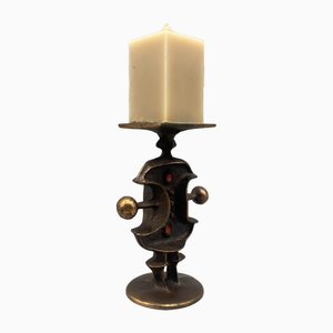 Candlestick Sculpture in Bronze from Zoltan Pap, Hungary, 1960s
