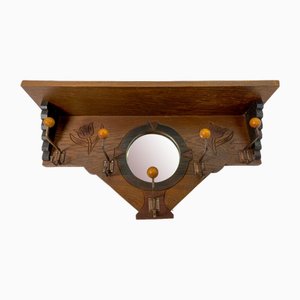 Art Deco Dutch Amsterdamse School Coat Rack in Oak, 1920s