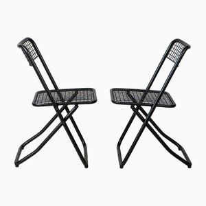 Black Folding Chairs attributed to Federico Giner, Spain, 1970s, Set of 2