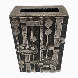 Vaso brutalista in acciaio inossidabile di Olav Joff per Polaris/Figgjo della serie Steel Art, anni '70