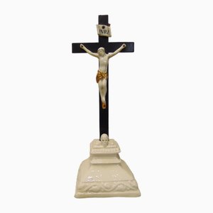 Art Nouveau Porcelain Crucifix, 1890s