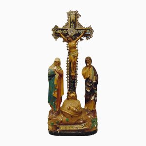 Sculpture Crucifix Passion en Plâtre d'Avant-Guerre, 1890s