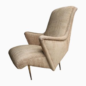 Fauteuil Mid-Century avec Pieds en Laiton de Isa Bergamo, Italie, 1950