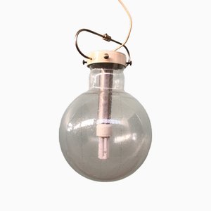 Lámpara colgante italiana con pantalla de esfera de Murano, años 60
