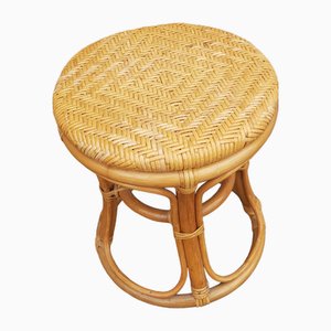 Blonder Vintage Hocker aus Bambus