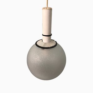 Lámpara colgante Targetti italiana con pantalla de esfera de Murano, años 60