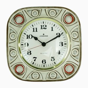 Mid-Century Ceramic Wall Clock fromo Junghans, 1960s