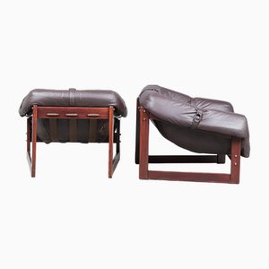 Mid-Century Rosewood & Leather Model Mp-93 Lounge Armchairs by Percival Lafer, 1972, Set of 2