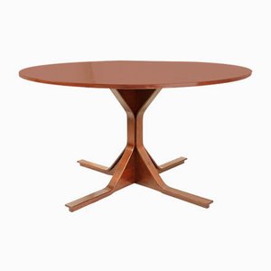 Italian Round Wooden Dining Table by Gianfranco Frattini for Bernini, 1960s