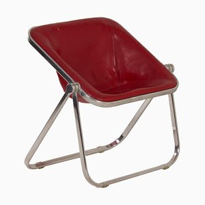 Plona Stuhl aus rotem Leder von Giancarlo Piretti für Castelli, 1970er