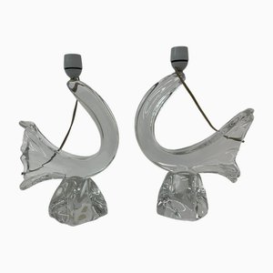 Lampes de Bureau Vintage en Cristal de Daum, France, 1950s, Set de 2