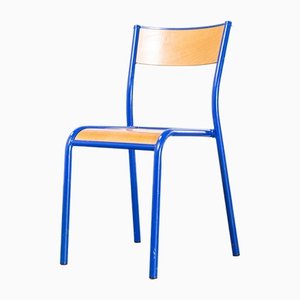 Bright Blue Mullca Stacking Dining Chair with Beech Seat, 1970s