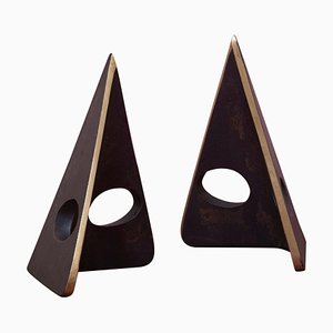 #4100 Bookends in Patina and Polish Brass Mix by Carl Auböck, Set of 2