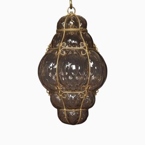 Lampe à Suspension Cage en Verre de Murano Violet, 1920s