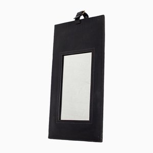 Mirror in Leather in the style of Jacques Adnet, 1950s