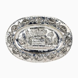 Piatto da portata antico in argento, fine XIX secolo