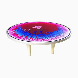 Table Basse Space Age en Plastique et Métal avec Effet Tie Dye, Italie, 1970s