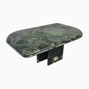 Coffee Table in Green Marble with Brass Inlay