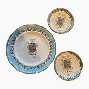 Earthenware Plates from Longwy Pertuis, Set of 3