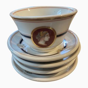 Chocolate Service in Porcelain from Bayeux, Set of 18