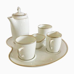 Jug, Creamer, Cups and Sugar Bowl Mocha Set from Bing & Grondahl, 1890s, Set of 5